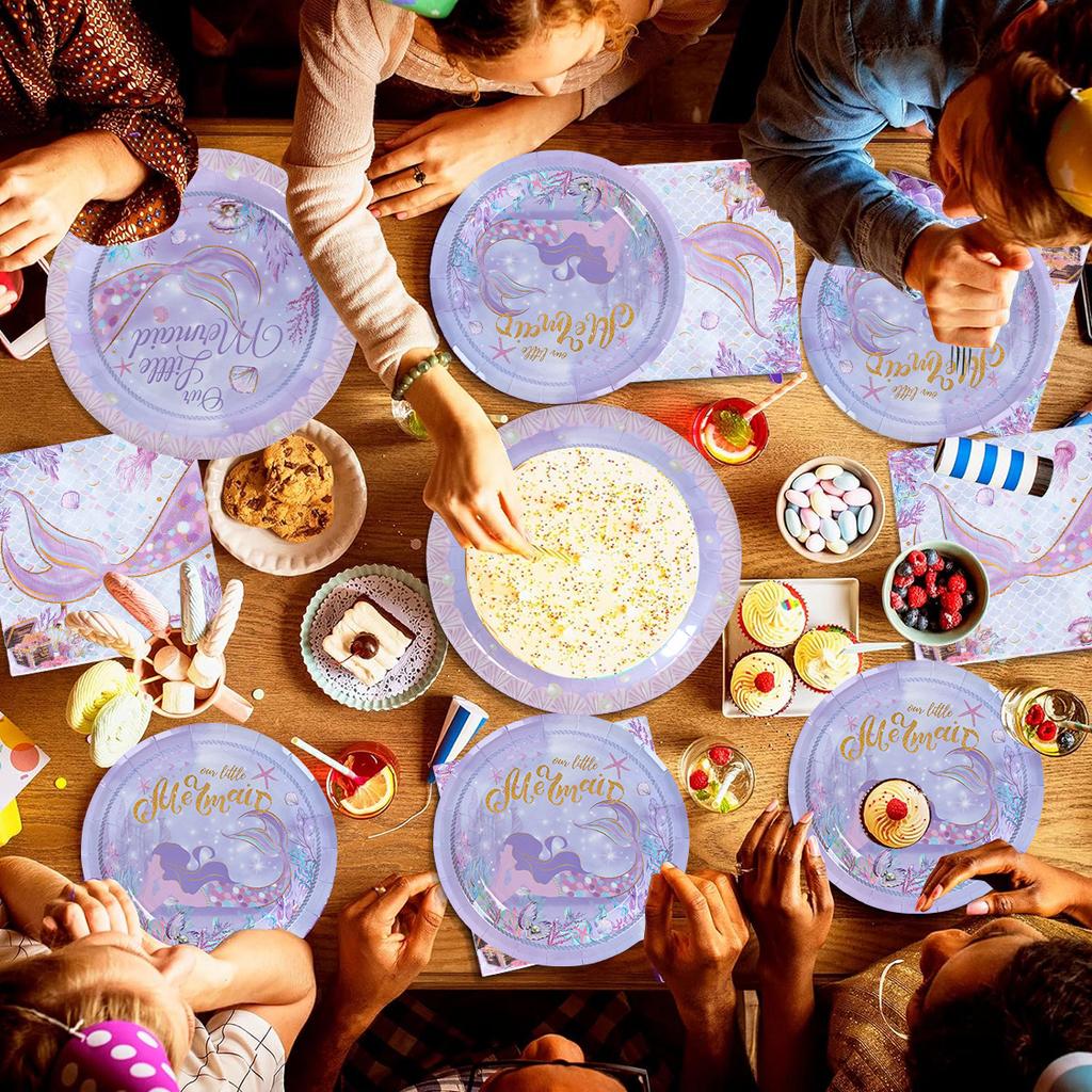 Meerjungfrau Geschirr Ozean Party Decortion Papier Platten Unter Dem Meer Geburtstag Hochzeit Partei Liefert Baby Dusche Party Dekore