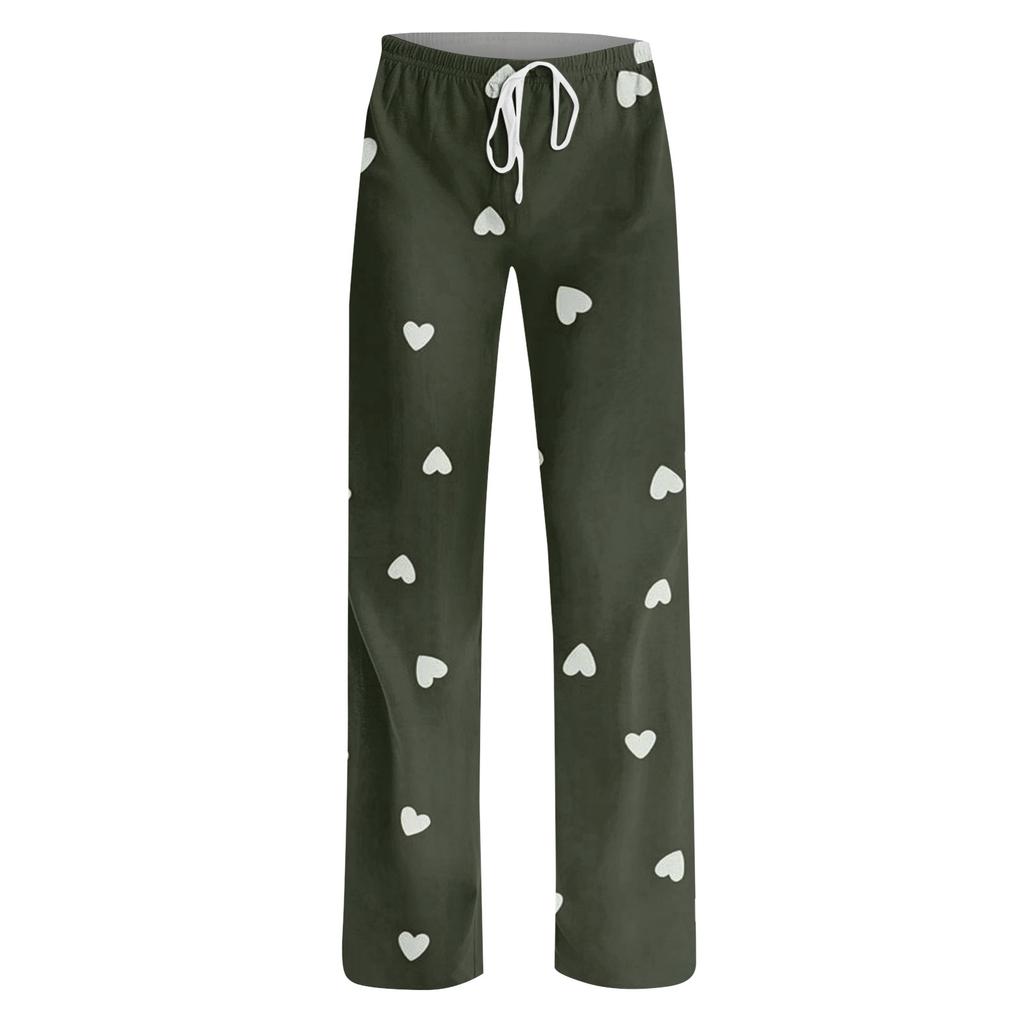 Dámské pyžamové kalhoty na spaní ležérní kalhoty se stahovací šňůrkou v pase pohodlné rovné kalhoty na jógu volné