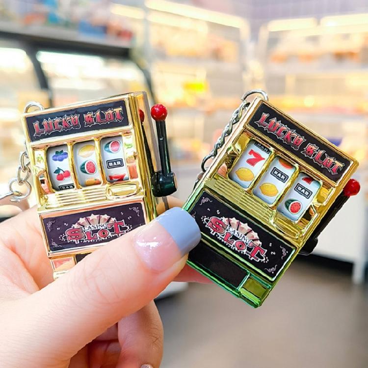 Miniature Fruit Slot Machines Keychain Charm Colorful Accessory for Bags Portable Entertainment Phone Chain Decoration