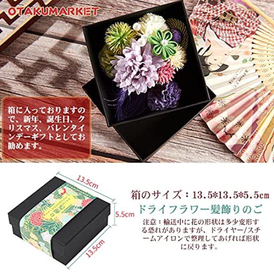 OTAKUMARKET Hair Ornament Set (3 pieces) - Tsumami-zaiku Flower Hair Accessory for Shichi-Go-San, Yukata, Coming-of-Age Ceremony, Graduation,