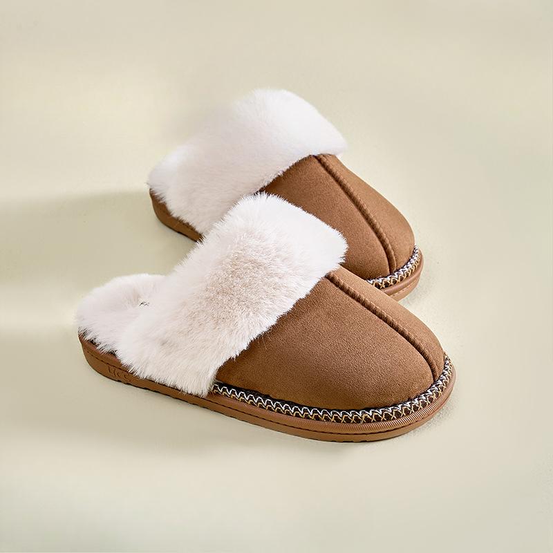 New High-end Women's Indoor Slippers, Warm and Thickened Plush Cotton Shoes