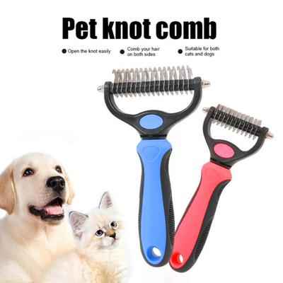 Pet Deshedding Brush Double-Sided Undercoat Rake for Dogs Cats Extra Wide Pet Shedding And Dematting Comb for Grooming
