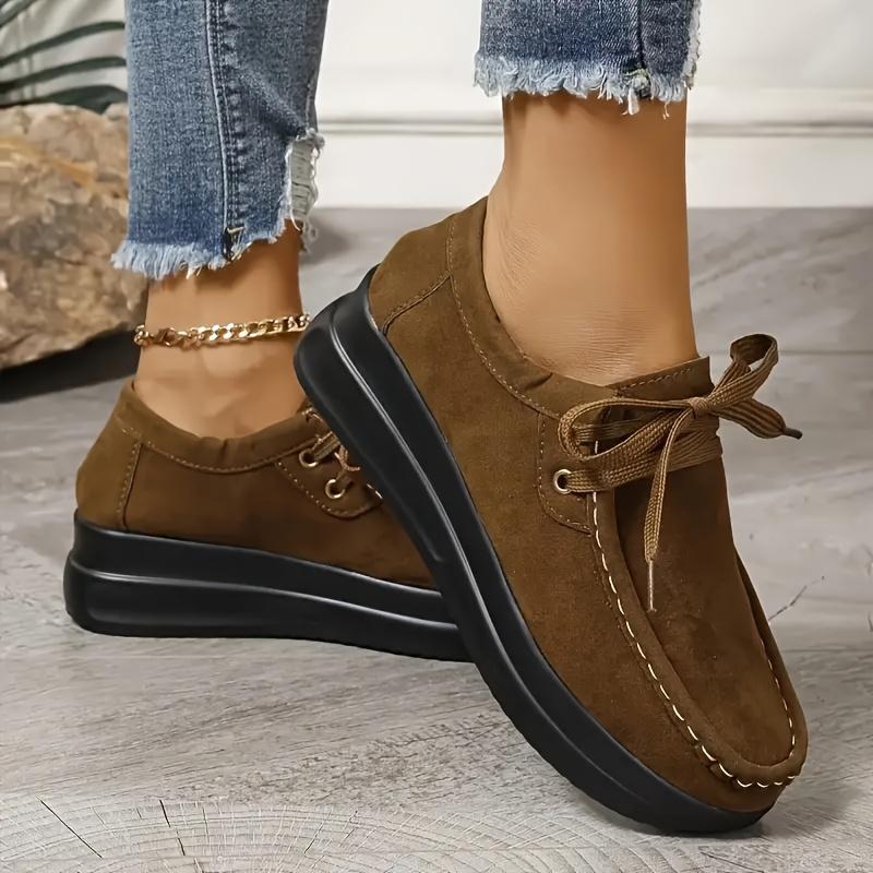 2025 Spring/Summer New Arrival Plus Size Lace-Up Flats with Thick Soles Casual Women's Shoes Size 43