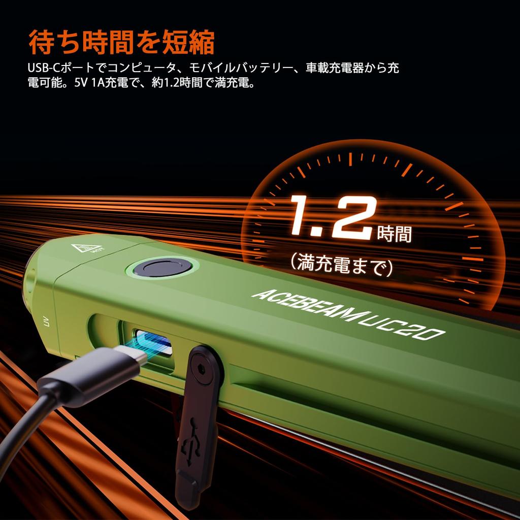 ACEBEAM UC20 EDC 3 Light White IP68 Dustproof and 1000 220 Handy LED for Disaster Outdoors Flashlight, Sources, Light/Red Light/UV Light, Waterproof,