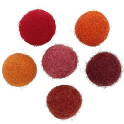 Felted Wool Pom Poms - Red/Orange - 2.5 Cm - 12 Pcs