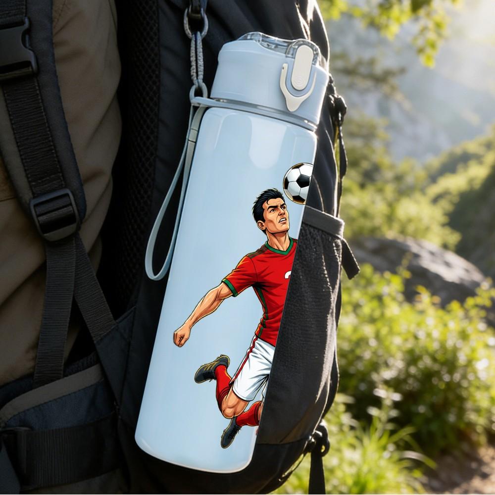 1 PZ Giocatore di Calcio Calcio Posa Dinamica 750ml Plastica Colorata Borraccia Sportiva Tappo Flip con Cannuccia Anti-perdita Adatta per Sport Ufficio Uso Domestico