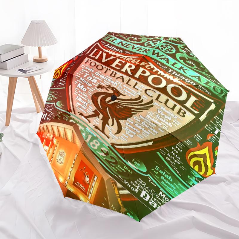 Printed Football Club Logo Printed Folding Umbrella,Outdoor,Leisure,And Travel Umbrella,Durable Umbrella Fabric,Birthday And Holiday Gift