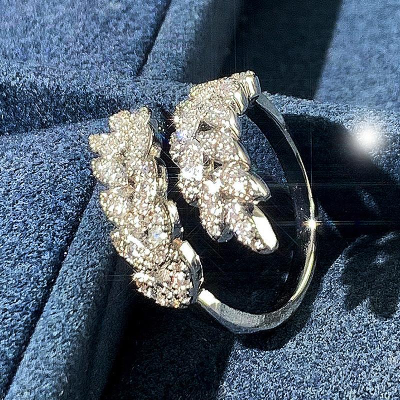 Direct Wheat Elegant Ring, Adjustable Opening Design Jewelry, Leaf Shiny Fashion Jewelry