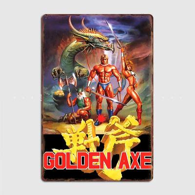 Golden Axe Dla Mężczyzn Kobiet Mega Drive Klasyki Retro Gra Metalowy Plakat Znak Klub Sztuka na Ścianę Blaszany Znak Wystrój Pokoju Wystrój Domu