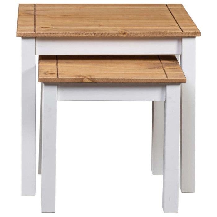 VidaXL Tables gigognes 2pcs Blanc Bois pin massif Assortiment Panama