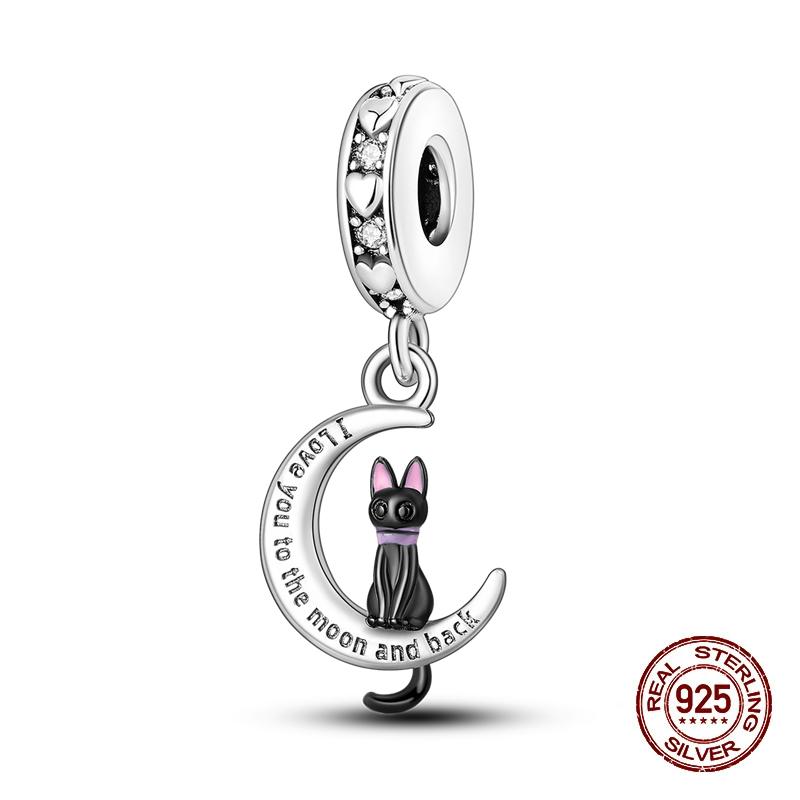 Charms Copper Moon Luminous Magical Cat Charms Beads Fit Original Bracelets Fashion Diy Jewelry Birthday Gifts