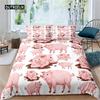 Cute Pig Duvet Cover Kawaii Pig Bedding Set Polyester Pigs Floral Comforter Cover Twin King For Teen Boy Girl Gift Room Decor
