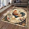 Living Room Decoration Large Carpet Vintage Rooster Print Carpet Wooden House Sofa Winter Warm and Non Slip Foot Pad