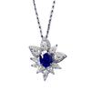 New S925 Silver Style 2 Carat Blue Luxury Set With 5A Zircon Full Necklace Fashion Versatile Jewelry