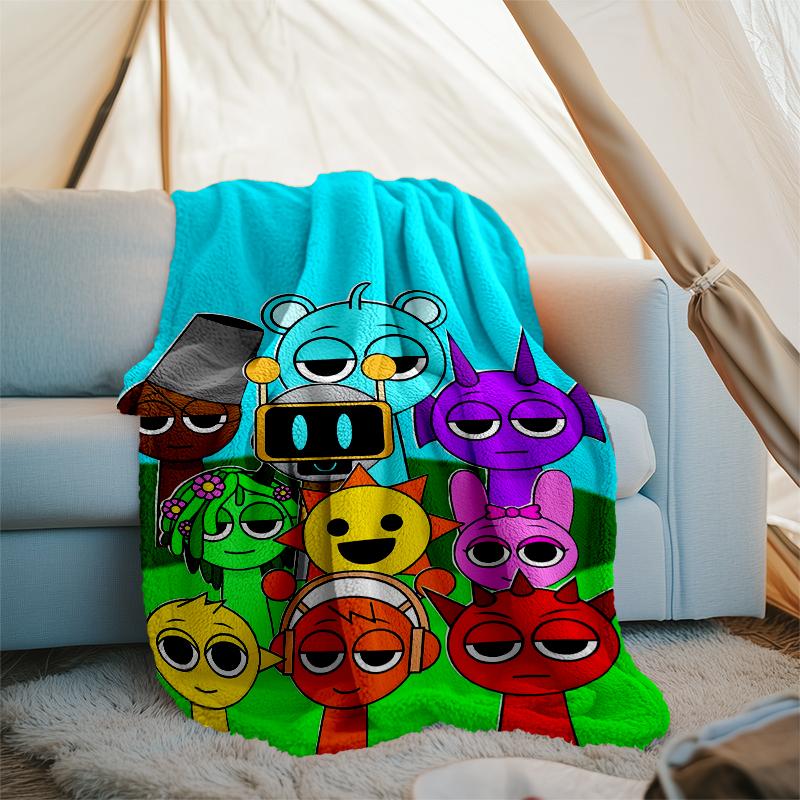 Coperta stampata a tema Sprunki - Perfetta per divano, letto, viaggi e uso all'aperto | Lavabile in lavatrice, accogliente e resistente.