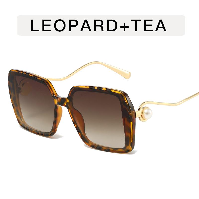 Square Shape Sunglasses for Women Pearl Decoration Big Size Women's Sun Glasses Travelling Driving Sunglass Women