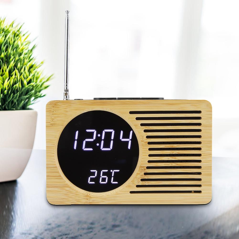 Multipurpose USB Digital LED Alarm Clock Thermometer Time Temperature Display FM Radio
