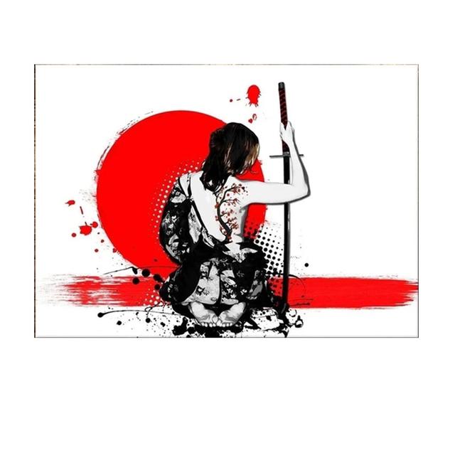 Japanese Sunset Samurai Posters and Prints Abstract Wall Art Picture Bushido Canvas Painting for Living Room Home Artwork Decor No Frame
