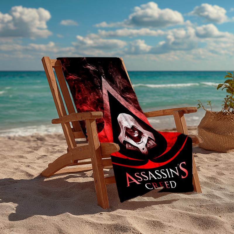 Ultra-Soft Beach Towel with Assassin's Creed Theme,Ideal for Pool - Camping, Diving - Perfect Travel Essential, Vibrant Beach Towel.