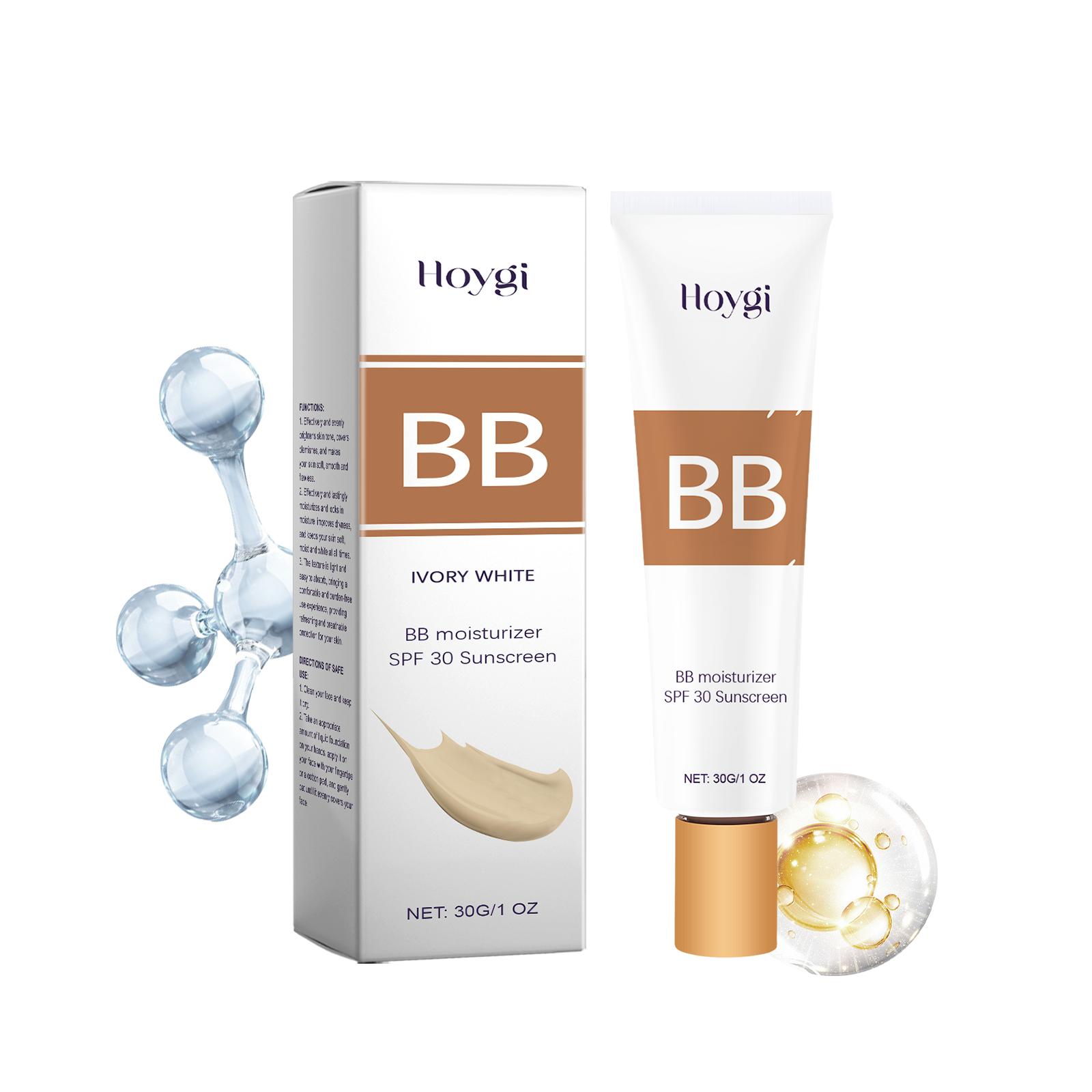

Hoygi Moisturizing protection BB Cream Series Moisturizing Concealer Lightweight Base Makeup Breathable Protective Isolation Foundation Ivory White30g