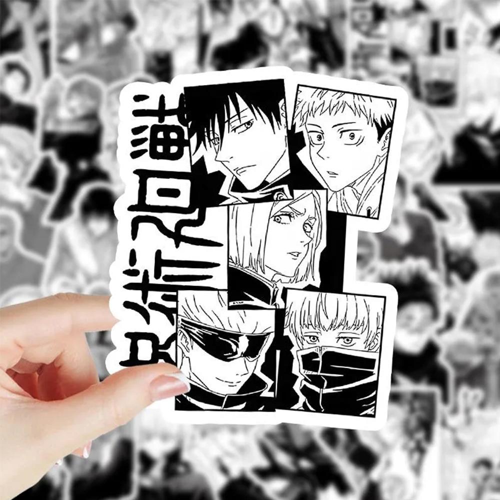 10/30/50/100pcs Black and White Anime Jujutsu Kaisen Stickers Japanese Cartoon Graffiti Decal DIY Guitar Skateboard Cool Sticker