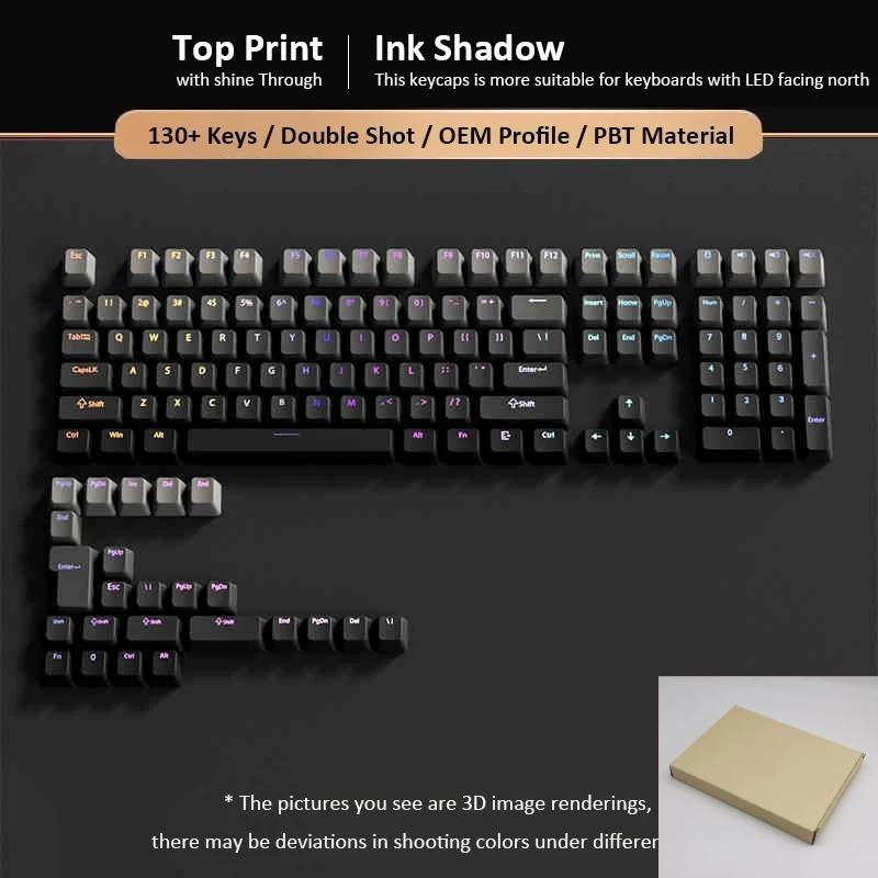 Xiaomi 130+ Keys Gradient Blue Shine Through Keycaps OEM Profile RGB Backlit PBT Double Shot Keycaps for MX Switches Gaming Keyboards