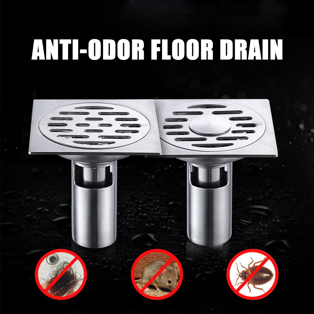 Floor Drain Anti-Odor Shower Drain Anti-clogging Hair Stopper Catcher Sink Strainer Stainless Steel Drain Protectors Bathroom Toilet Tub Tile Insert F