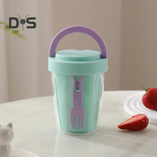 Cană pentru salată 501-600ml, design portabil, etanș, pentru salată, cu lingură, sistem de drenaj îmbunătățit