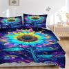 3pcs Cosmic Sunflower Bedding Set - 1 Duvet Cover + 2 Pillowcases(Core Not Included), Machine Washable Polyester, All-Season Comfort, Bedroo