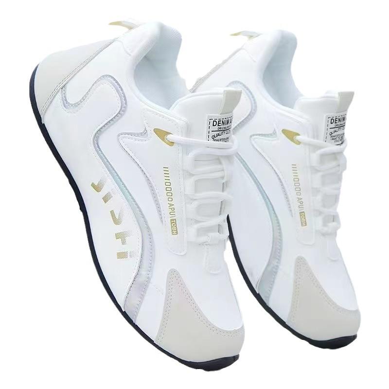 New Round Toe Casual Single Shoes Fashionable and Versatile Soft Sole White Shoes Lace-up Men's Sports Shoes Men's Shoes