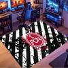1.FCN Football Club Logo Area Rug, Black White Stripe Splash Floor Mat, Non Slip Carpet for Living Room Bedroom, Sports Home Decor Rug