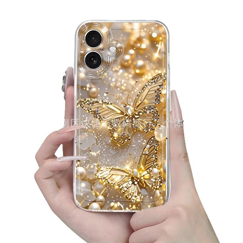 Pearl Butterfly iPhone17ProMax/16/15/14 Luxury 13 Apple 11/12mini Transparent Phone Case