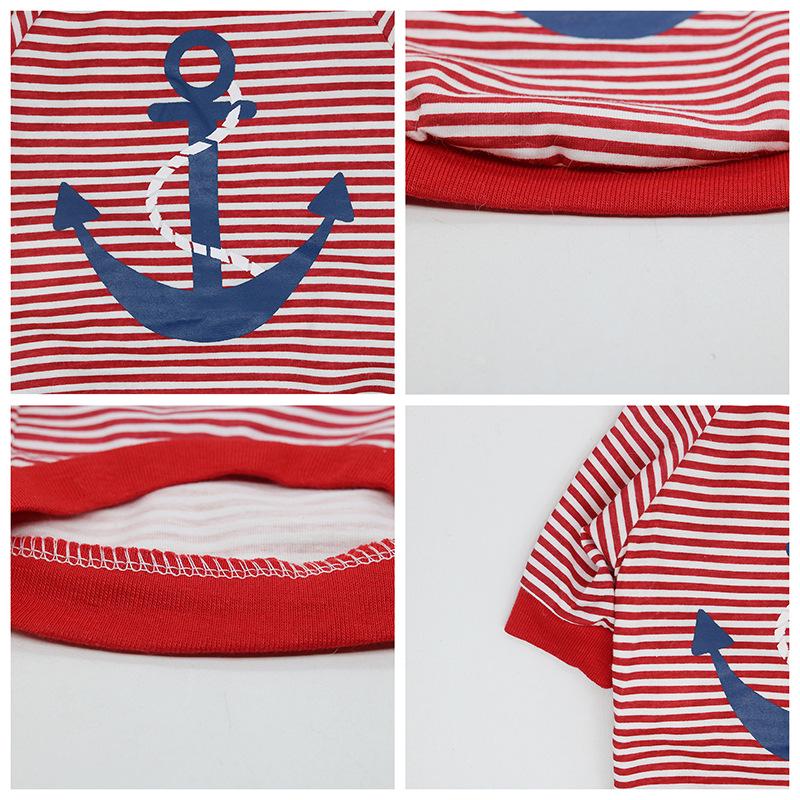 Striped Anchor T-shirt for Small Dogs and Cats - Spring to Autumn Wear