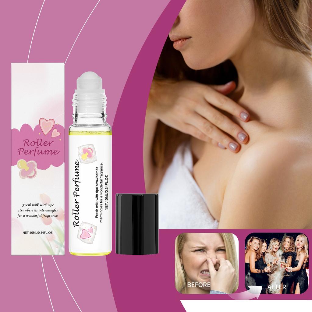 Women's Rollerball Perfume Unique Scent Light, Lasting, Sweet, Confident, Gentle Strawberry Milk Aroma.10ML