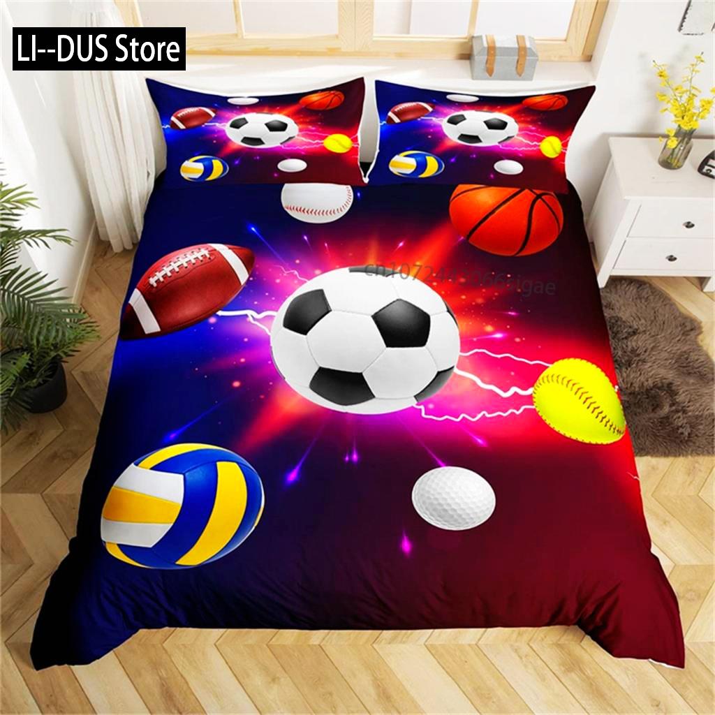 Comforter Boys Or Girl 3D Football Comforter Ball Sport Theme Bedding Set Single Twin For Kids Teens Gift Bedroom
