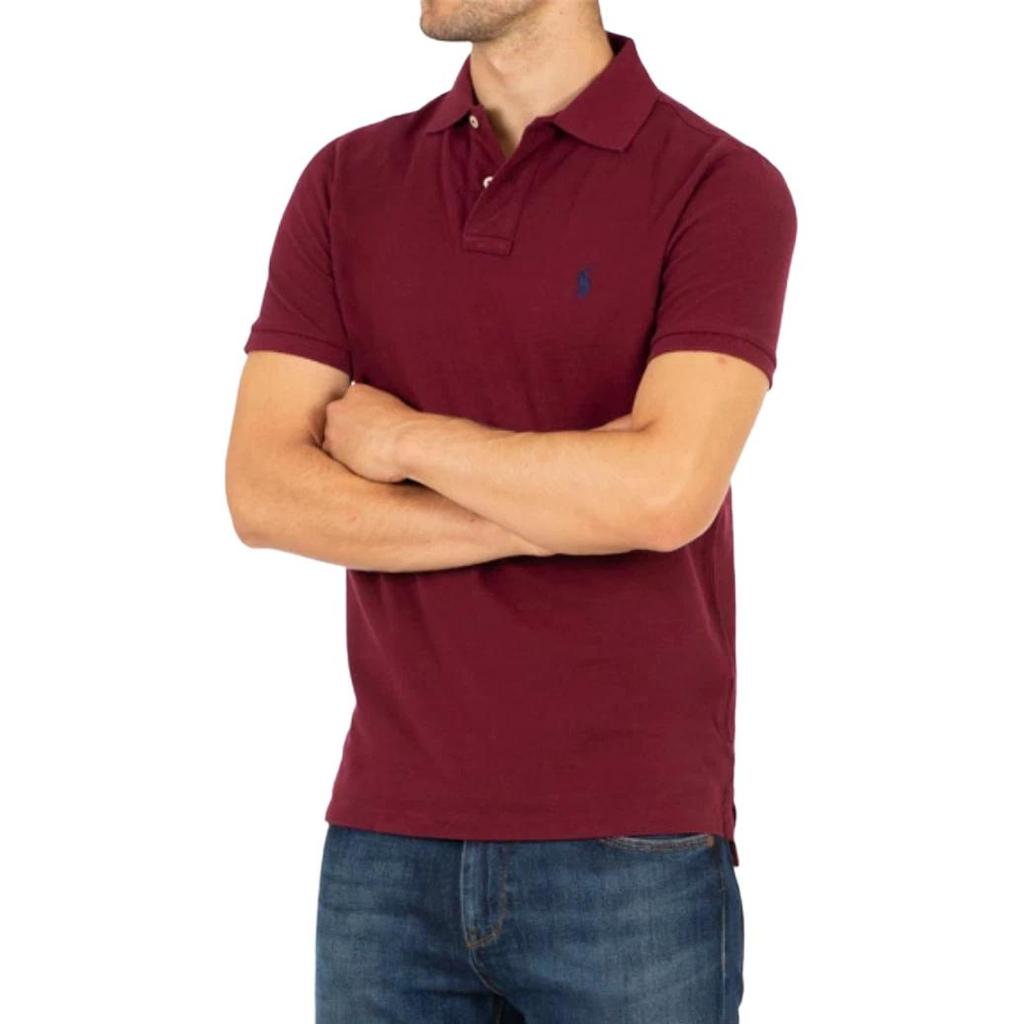 Polo Ralph Lauren Solid Color Short Sleeve Polo Shirt With Pony Embroidery Men tops Burgundy 710675974-007