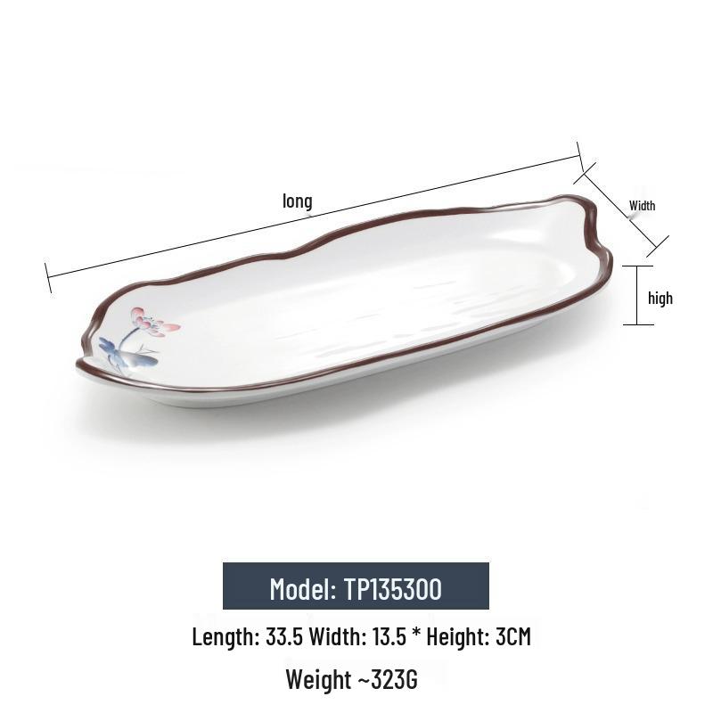 Melamine Rectangular Imitation Porcelain Plate for Sushi, BBQ, Cold Dishes - Commercial Use.