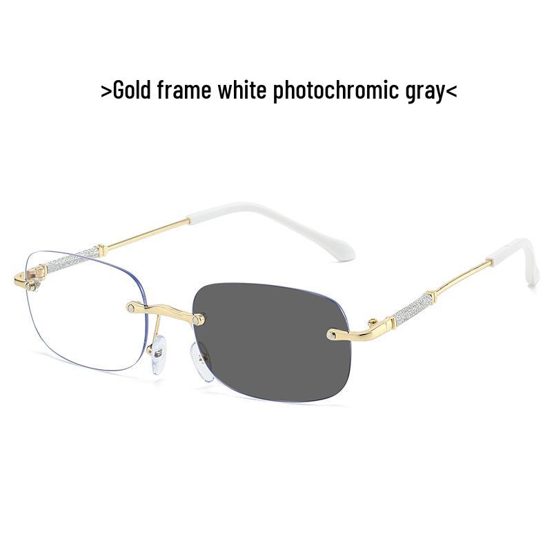 Women s Rimless HD Myopia Glasses Frame with Starry Sky Design, Photochromic, Blue Light Blocking