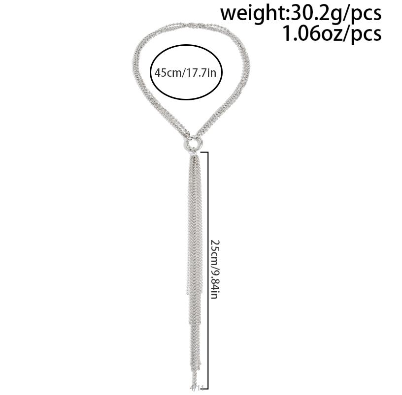 Ingemark Personality Long Tassel Pendant Necklace Women Simple Sexy Silver Color Y-Shape Metal Neck Accessories 2026 New Jewelry