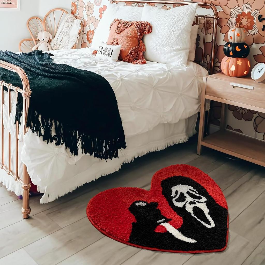 Halloween Cartoon Faux Cashmere Carpet Water-Absorbing Bathroom Non-Slip Mat For Home Decoration