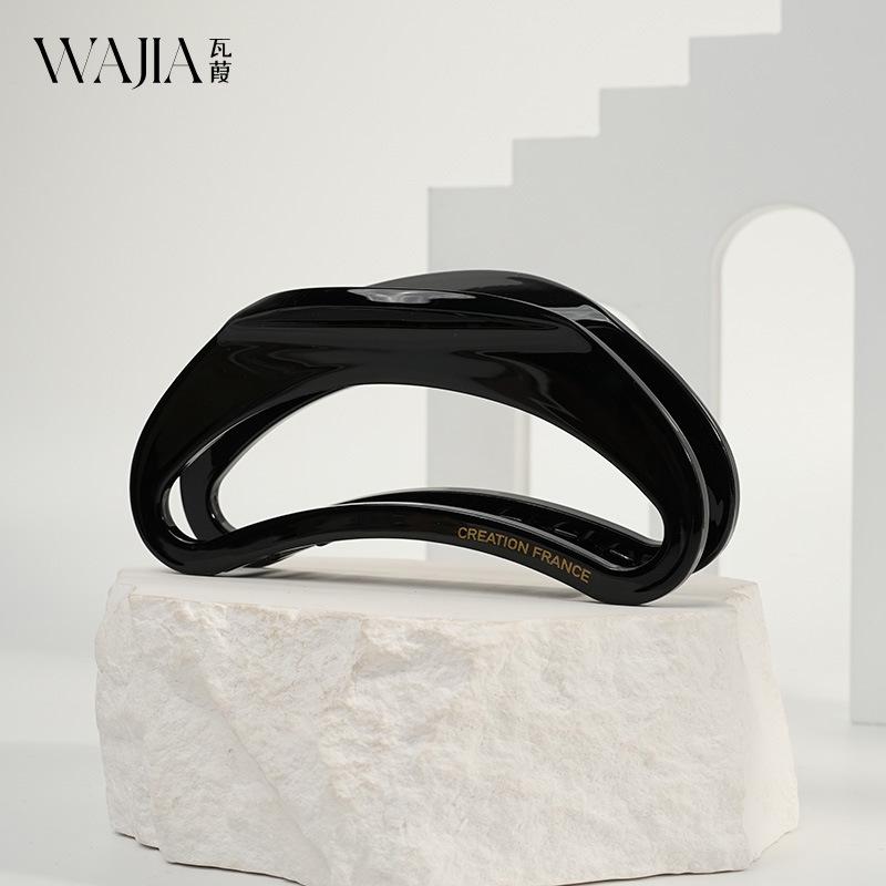 WJia Acetate France Hollow Moon Large Hair Clip - Textured High-End Shark Clip for Women