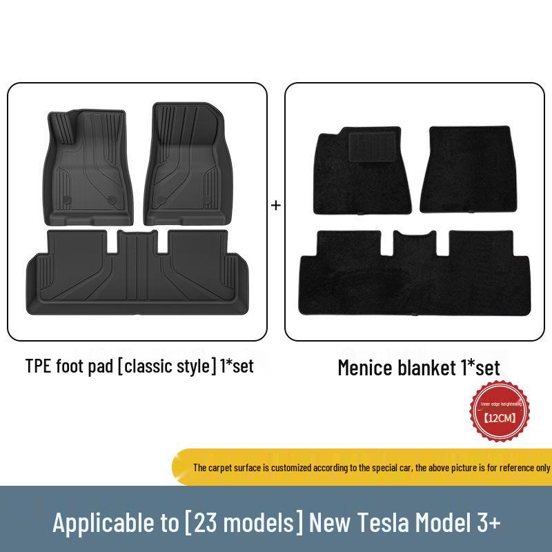 Eco-Friendly TPE Floor Mats for 2023 Tesla Model 3 - All-Weather Piano Style