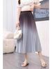 Women's Gradient Pleated Midi Skirt: Classic A-Line Slimming Design for Spring & Summer