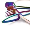4pcs Rainbow Dining Knife Spoon Fork 304 Stanless Steel Flatware Cutlery Sets Ice Cream Dessert Coffee Spoons Dinnerware