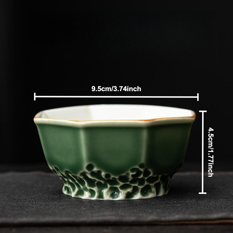 Green Glaze Handmade Ceramic Teacup Chinese Kung Fu Gongfu Teaware Set Retro Japanese Mugs Drinkware Tea Ceremony Master Cups