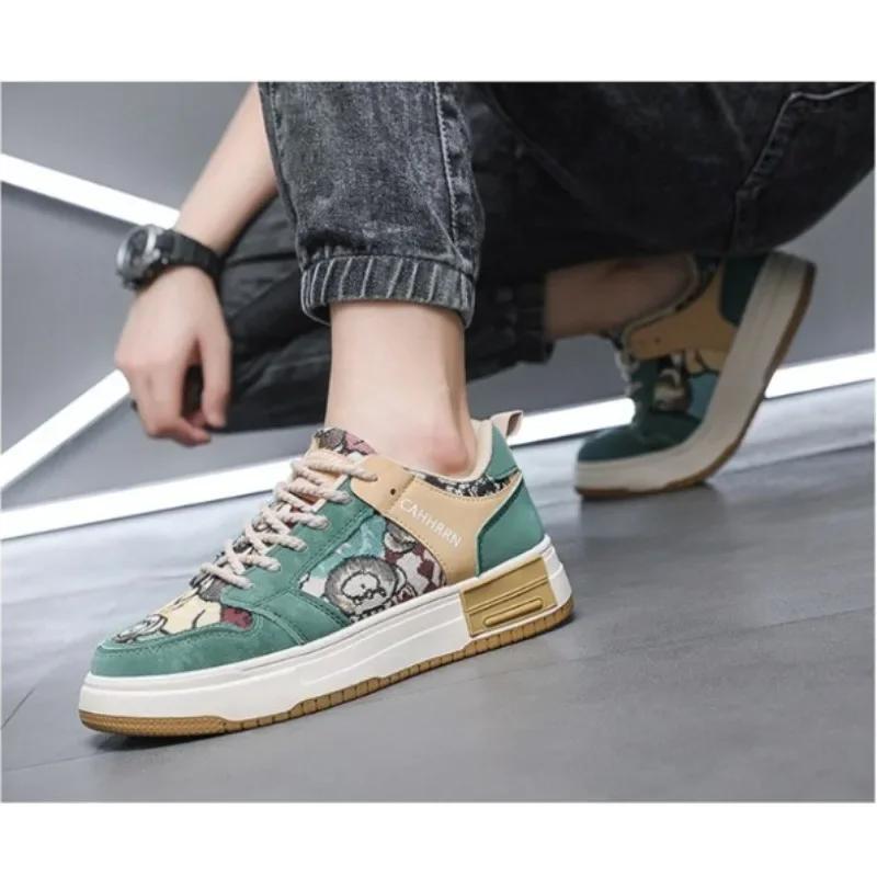 Pánské plátěné boty Nové Tenisky na platformě Trendy Šněrovací boty Bear Skate Muži Street Univerzální Boty pro volný čas Tenis Masculino