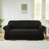 Elastic Solid Color Sofa Cover Full Protection Slip Resistant Minimalist Skirted Design