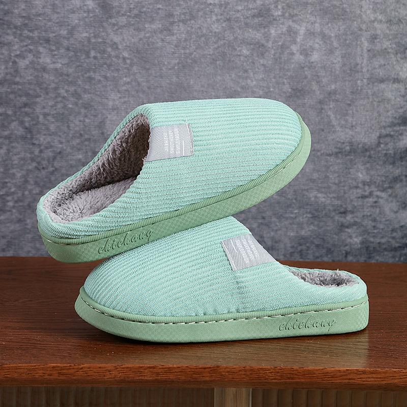 Supermarket autumn and winter cotton slippers female couple indoor household non-slip warm plush slippers