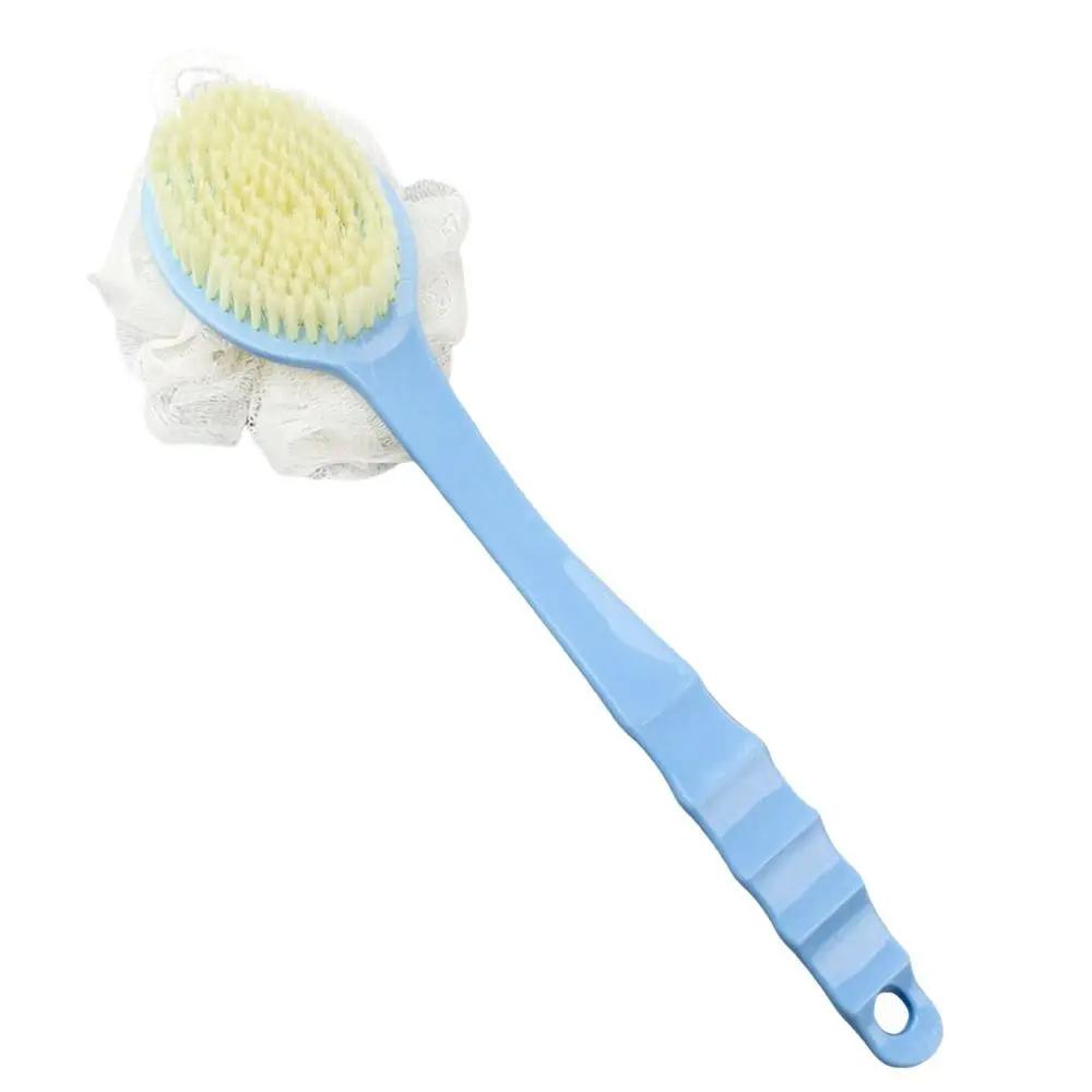 2-in-1 Double-sided Bath Brush with Gentle Long Handle for Body Cleaning, Shower Soft Hair Exfoliating, Shower Brush