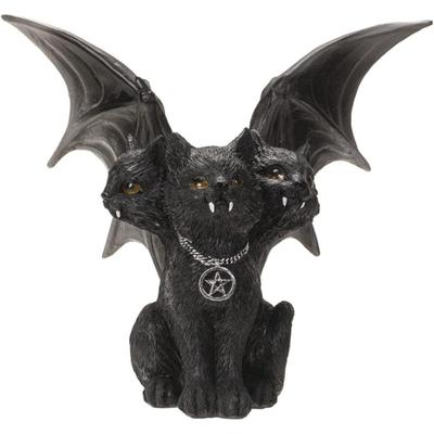 Figurine Chat Noir à Trois Têtes en Résine avec Ailes, Décor Intérieur/Extérieur Pacific Giftware pour Nouveaux Propriétaires, Jeunes Mariés et Voisins